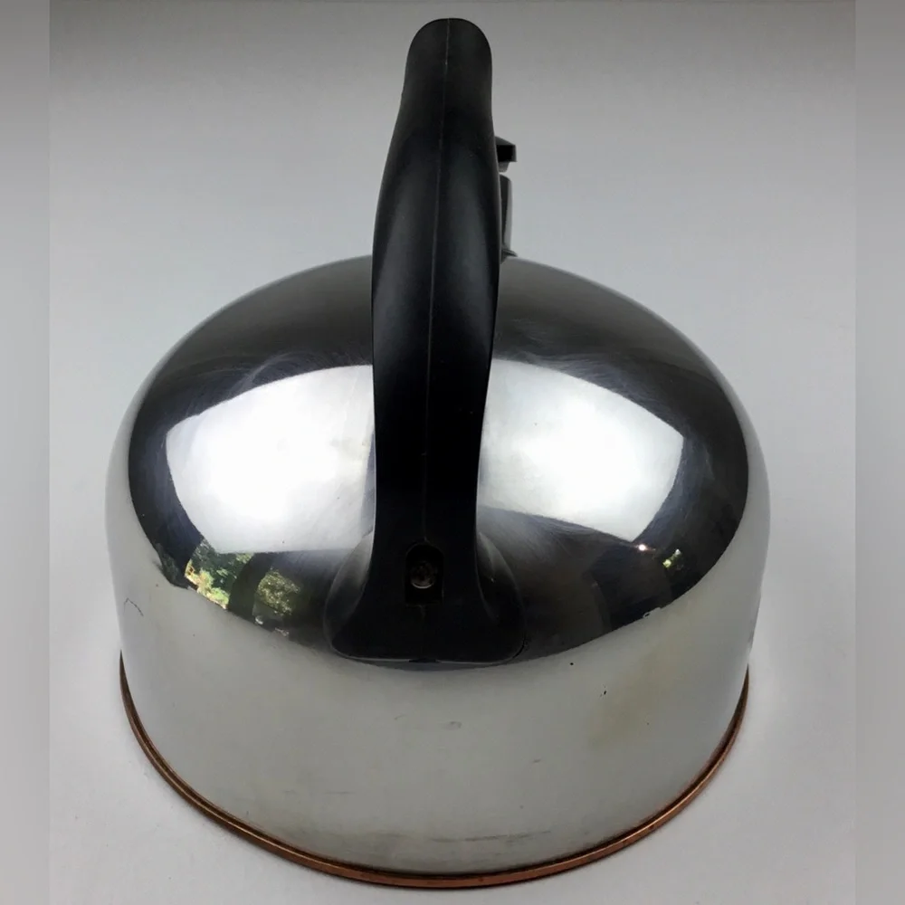 Vintage Paul Revere Ware 2 Qt Copper Bottom Whistling Tea Kettle Pot Stainless